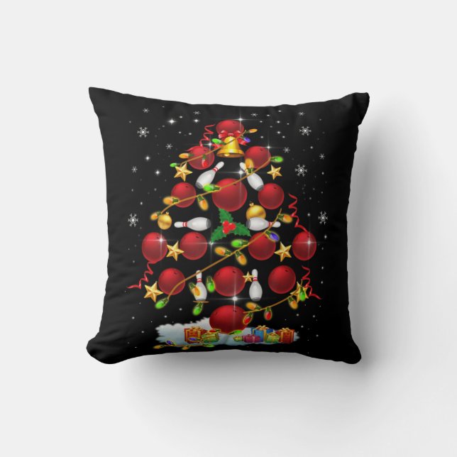 Coussin Bowling sapin de Noël lumières Noël cadeaux amusan (Recto)