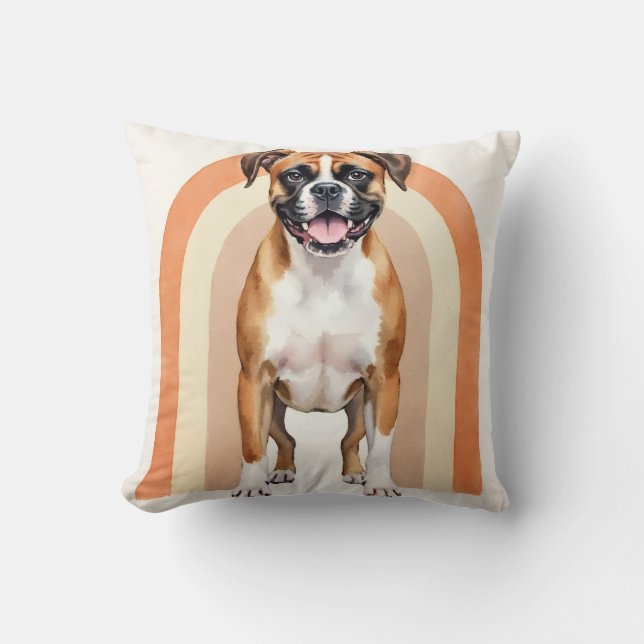Coussin Boxer Aquarelle Art Rétro Arche (Recto)