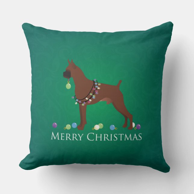 Coussin Boxer Chien Joyeux Noël Design (Recto)