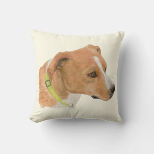 Coussin Boxer de Thelma Beagle Mix Aquarelle Jeter Oreille