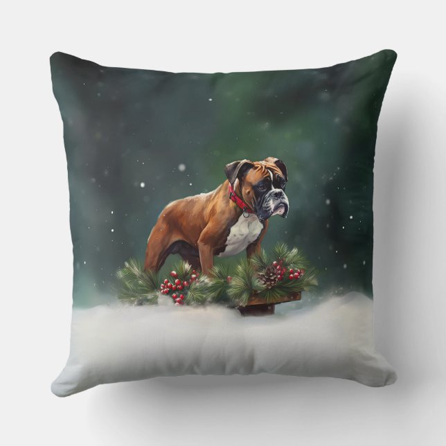 Coussin Boxeur Noël neige hiver (Verso)