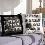 Coussin Boyfriend Together Forever Photo Collage<br><div class="desc">Les souvenirs font les meilleurs cadeaux, copines et petits amis vont adorer ce coussin de collage photo réfléchi et moderne, pour la journée de la valentin, anniversaire, anniversaire et toute autre ocassion spéciale. Le coussin présente 9 photos, le texte modèle 'BOYFRIEND, FOREVER Together', sur un arrière - plan noir d'un...</div>