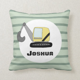 Coussin Boys Cute Construction Digger Excavator et Nom