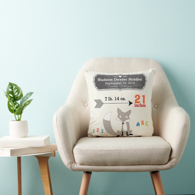 Coussin Boy's Nursery Room Baby Stat Fox Flrow Motif (Chaise)