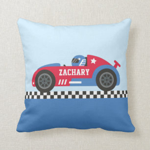 Coussin Boys Red White and Blue Race Car Décor de la cham