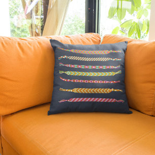 Coussin Bracelets d'amitié sur bleu marine Personnalisé