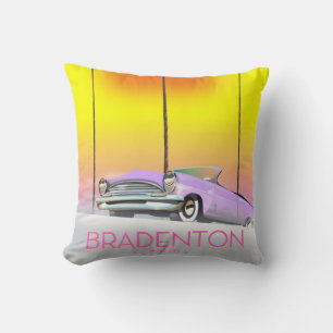 Coussin Bradenton Florida Classic voiture affiche de voyag