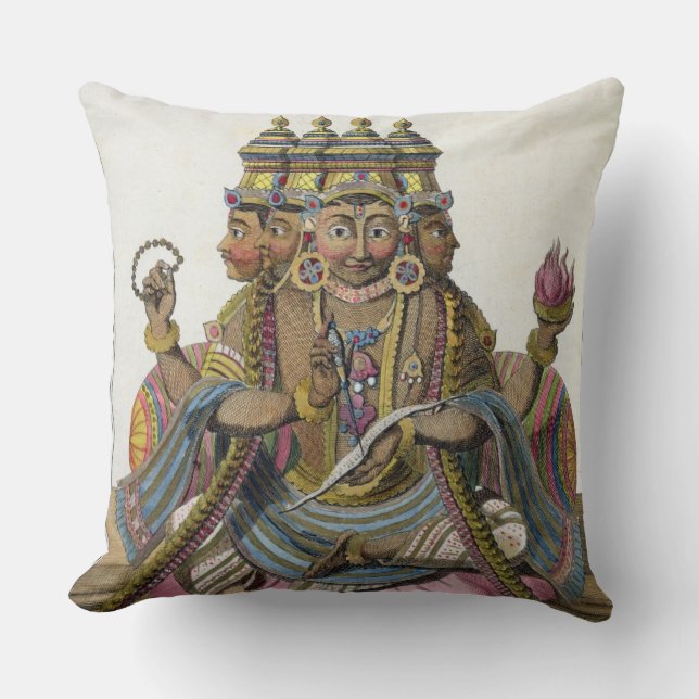Coussin Brahma, un dieu indou de création, du 'voyage aux. (Recto)