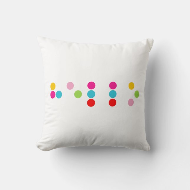 Coussin Braille aveugle alphabet lettres bonjour texte (Recto)