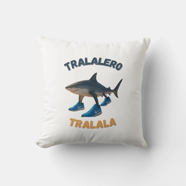 Coussin BrainRots TralaleroTralala |The Three-Legged Shark (Recto)