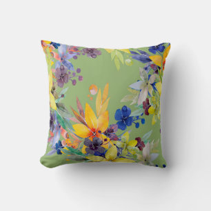 Coussin Branche aquarelle motif transparent. Image en blan