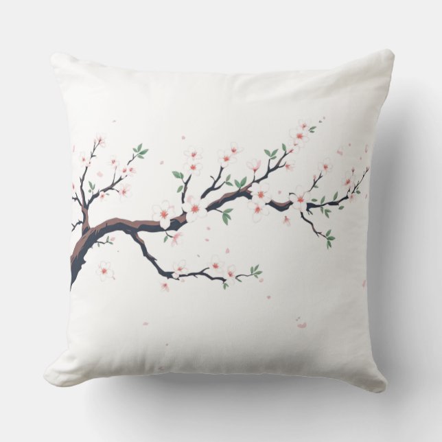 Coussin Branche d'arbre japonaise minimale (Recto)