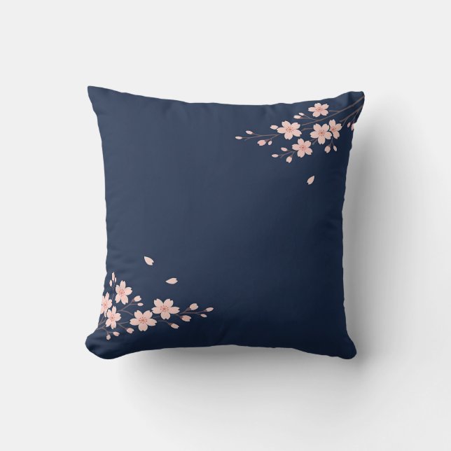 Coussin Branche de cerisier Navy (Recto)