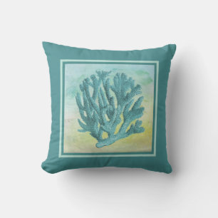 Coussin Branche de corail turquoise foncé