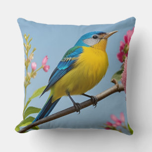 Coussin 🕊️ Branche d'oiseau bleu Cadeau d'art pour les am