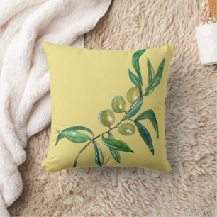 Coussin Branche d'olive aquarelle