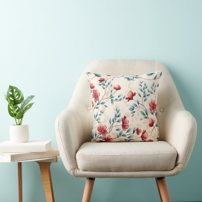 Coussin Branche florale botanique élégante (Chaise)