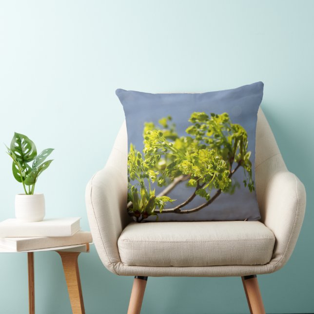 Coussin Branche verte mignonne dans le vent (Chaise)