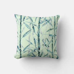 Coussin Branches, blanc, vert, leaves, bamboo