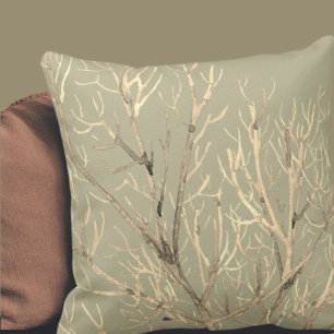 Coussin Branches d'aquarelle de crème verte Sage