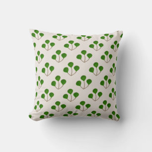 Coussin Branches d'arbre de Jade Vert Élégant sur Fond Bei