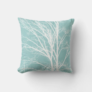 Coussin Branches d'arbre rustique bleu ciel