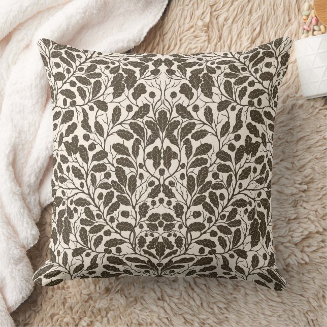 Coussin Branches de chêne et feuilles, motif damassé en br (Couverture)