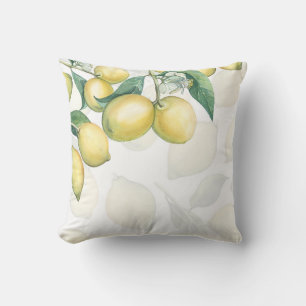 Coussin Branches de citron blanc et jaune campagne chic ru