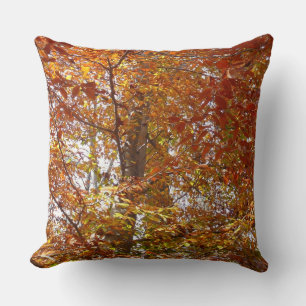 Coussin Branches de la nature d'automne Feuille orange
