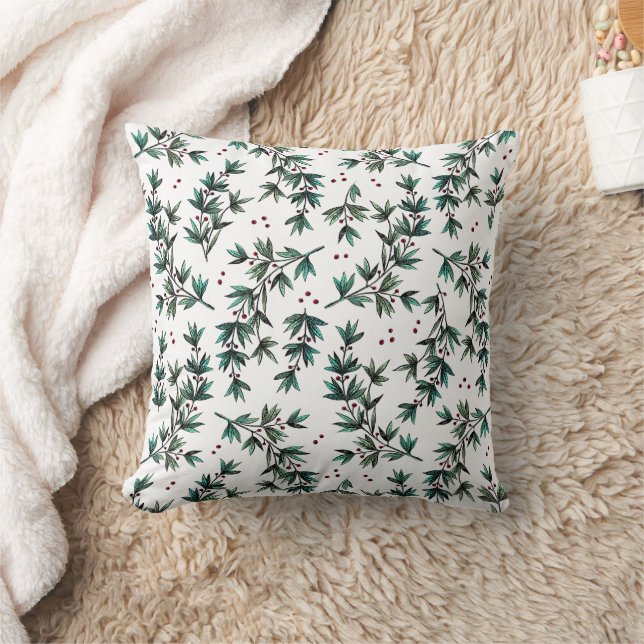 Coussin Branches et baies de Noël (Couverture)