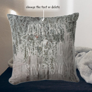 Coussin Branches gelées et forêt recouverte de neige