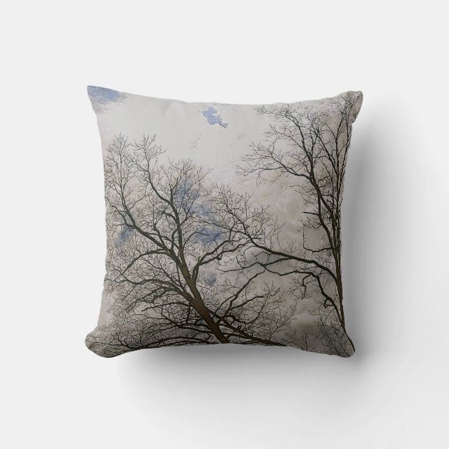 Coussin Branches nues des arbres d'hiver Nature Art (Recto)