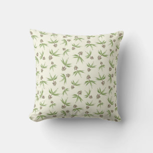 Coussin Branches rouges sur crème - motif sans soudure.