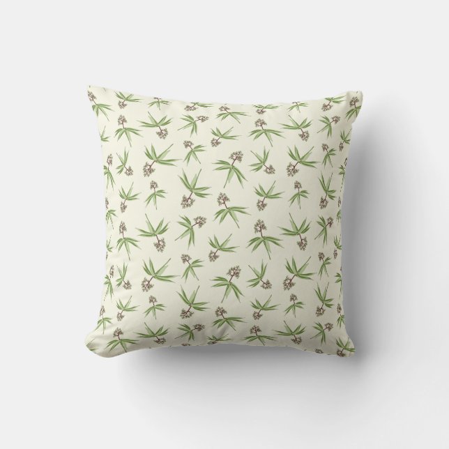 Coussin Branches rouges sur crème - motif sans soudure. (Recto)