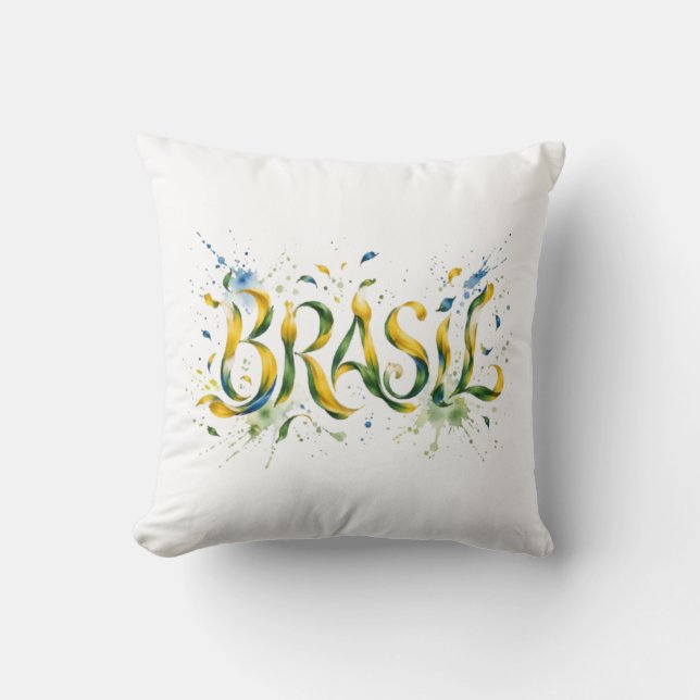 Coussin Brasil Watercolor Splatter Artistic  (Recto)