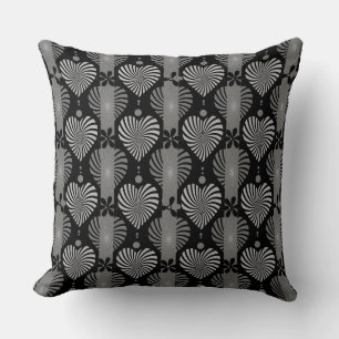Coussin Brayures foncées noir et blanc motif avec fleurs