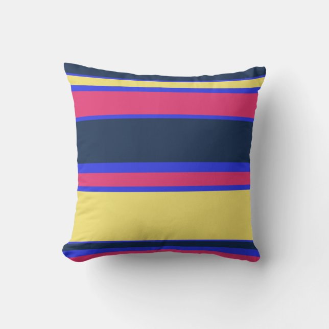 Coussin Brayures rose, jaune et bleue (Recto)