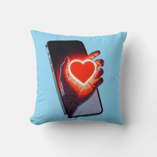 Coussin Breaking Screen Heart Optical Illusion Throw Pillo (Recto)