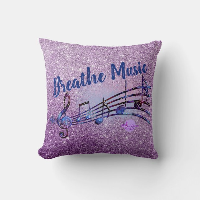 Coussin Breathe Music Purple Faux Parties scintillant (Recto)
