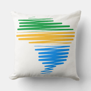 Coussin Brésil carte frontière avec drapeau brésilien coul