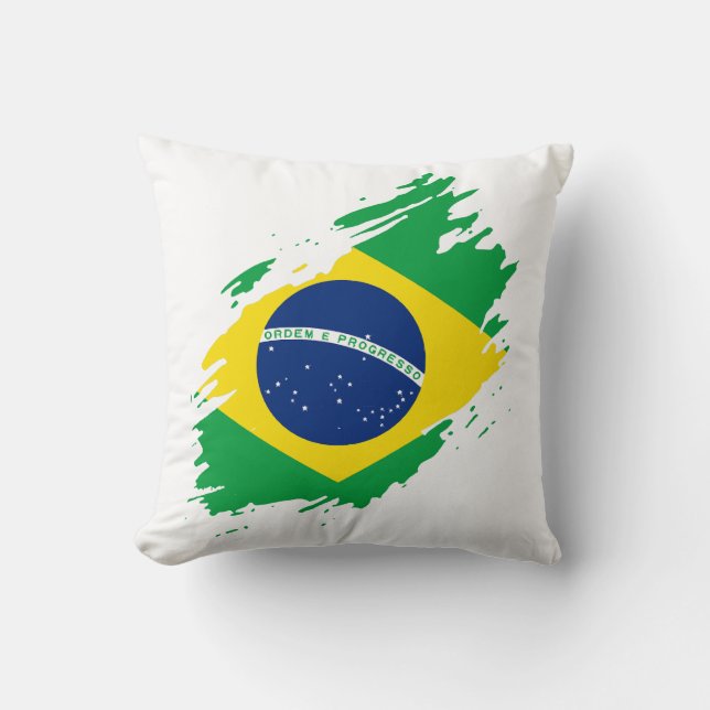 Coussin Brésil déchiré Drapeau National Pride Sports Fans  (Recto)