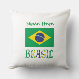 Coussin Brésil Drapeau Brésil Nom Personnalisé