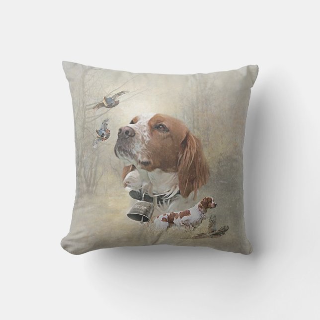Coussin Bretagne française, Art de chasse aux oiseaux (Recto)