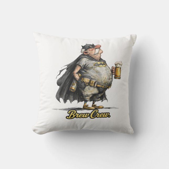 Coussin Brew Crew Beer Superhero Funny Tee (Recto)