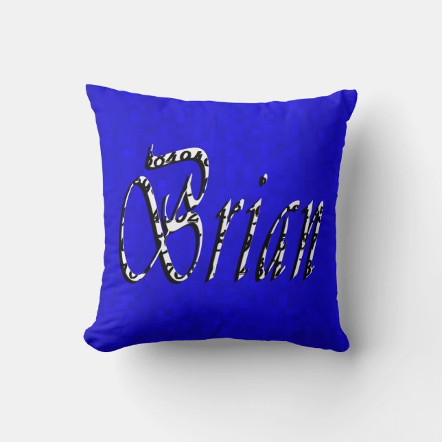 Coussin Brian, Nom, Logo, Sur La Mosaïque Bleue (Recto)