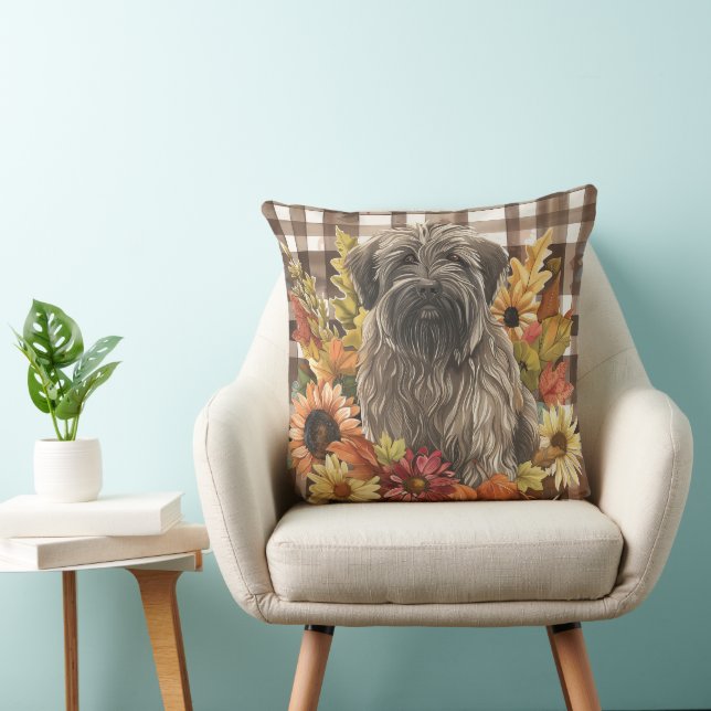 Coussin Briard Chute d'eau à l'aquarelle Fleurs (Chaise)