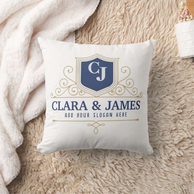Coussin Bride And Groom Monogram Names Elegant Weeding (Couverture)