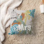 Coussin Bride Vintage Turquoise Damask Peacock Birdcage Vi<br><div class="desc">Vous pouvez personnaliser ce magnifique corail jaune gris Turquoise bleu et vert Vintage Peacock Birdcage Coussin pour dire tout ce que vous aimez ou utiliser l'existant Mme pour la mariée (accueil de mariage ou cadeau de mariage) Femme (cadeau de 2e anniversaire) ou acheter deux Mme et un M pour les...</div>