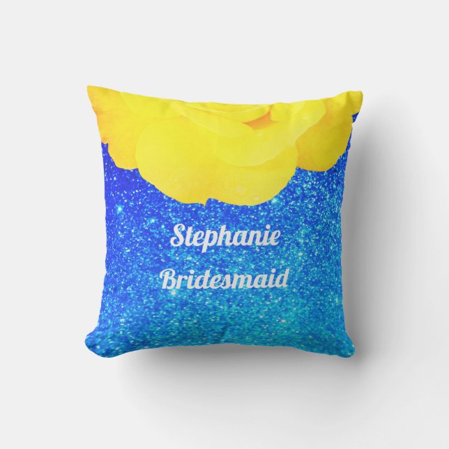 Coussin Bridesmaid Mariage de Parties scintillant jaune Fl (Recto)