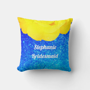 Coussin Bridesmaid Mariage de Parties scintillant jaune Fl